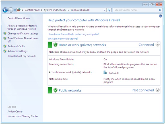 come migliorare manualmente Windows Firewall in Windows 7