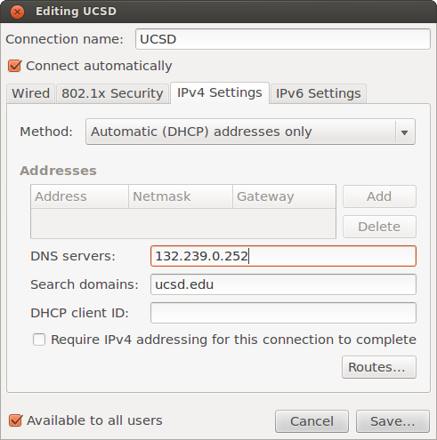 IPv4 settings