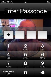 Passcode input screen on phone