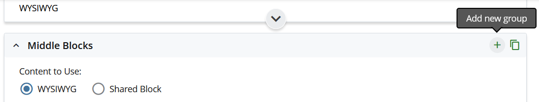 Screenshot adding a new block