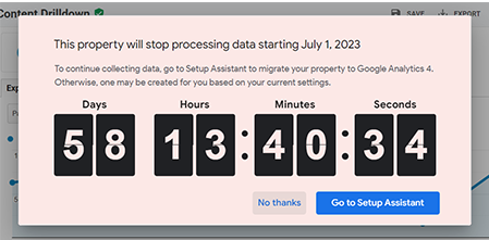 Screenshot: analytics countdown