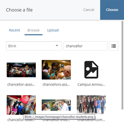 File chooser browse search screen shot