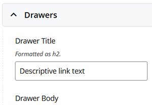 Screenshot of drawer help text