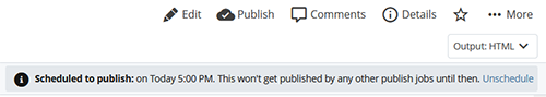 Screenshot: scheduled to publish later
