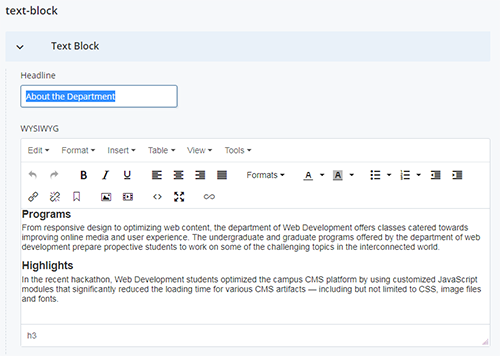 Version 5: Text Block Module