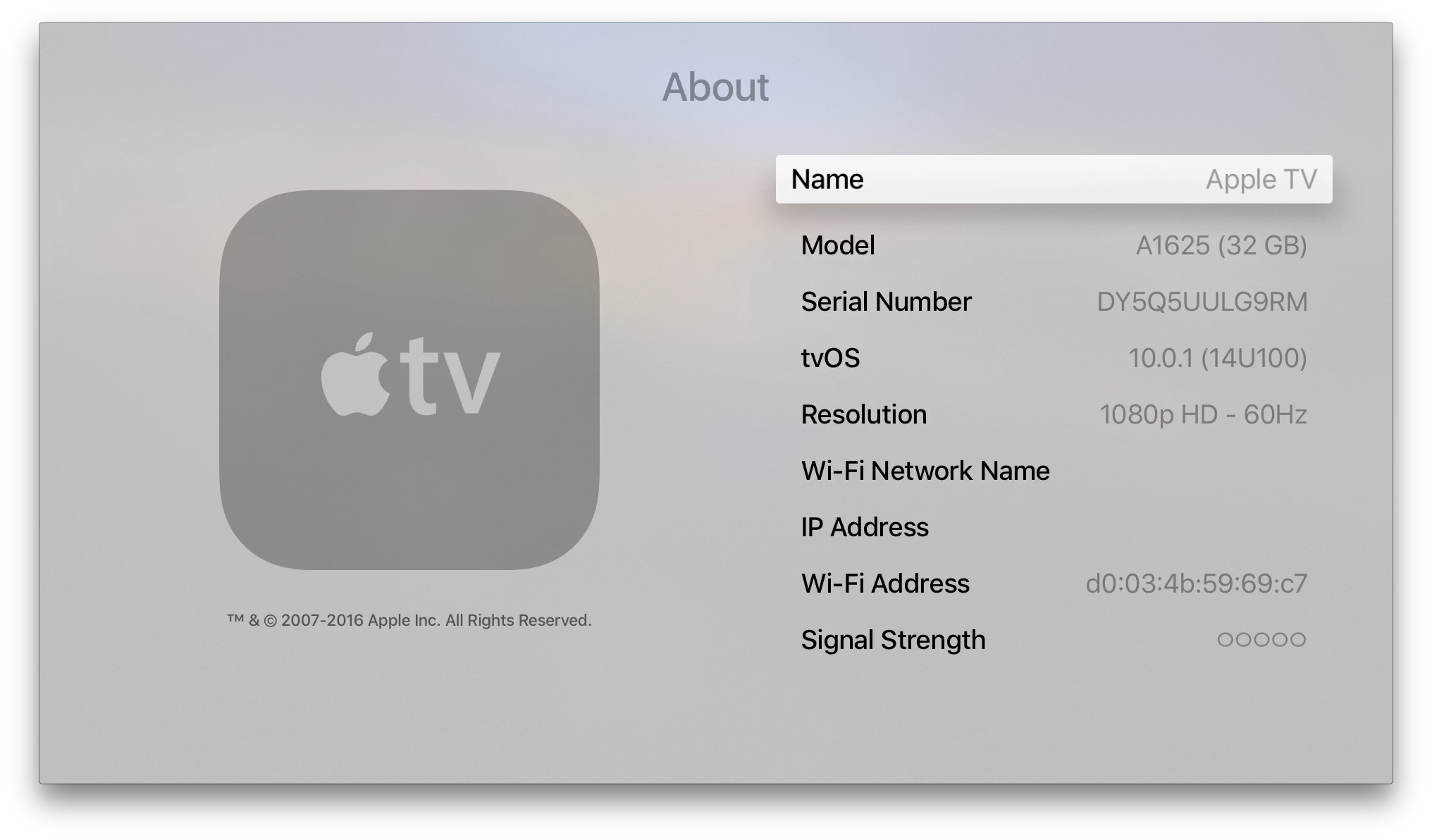 apple tv finding wireless network mac address