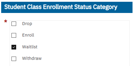 For a waitlist ensure Waitlist is checked in the Student Class Enrollment Status Category.