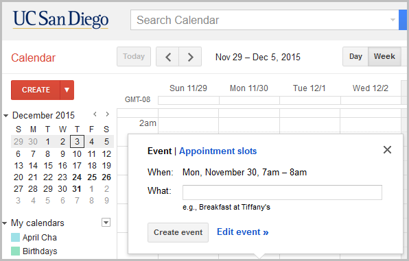google calendar screen shot