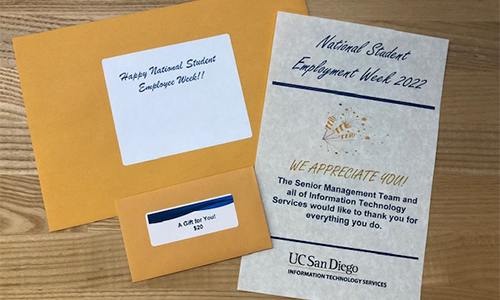 picture of printed invitations to UCSD