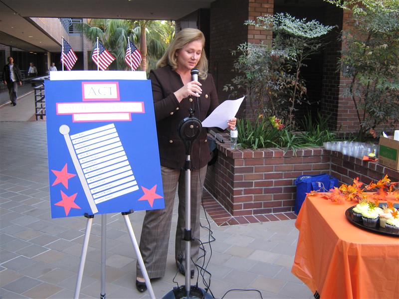Sheryl speaking at department event