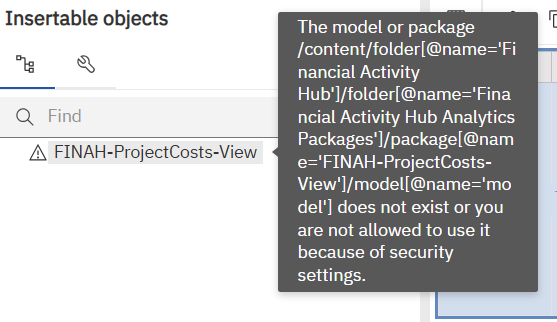 Cognos model - you are not allowed to use