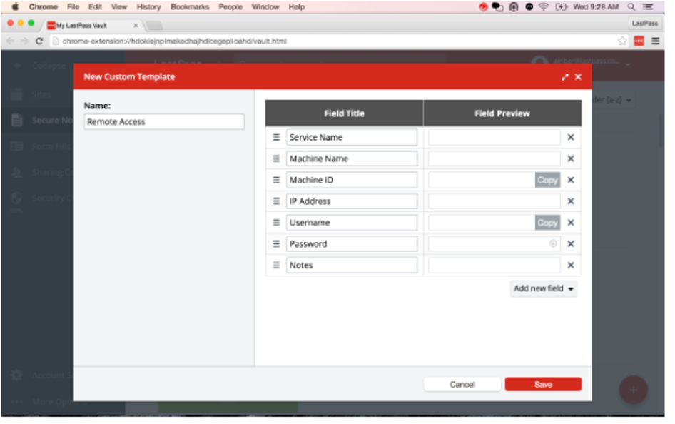 LastPass Field Preview